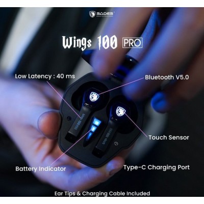 Sades Wings 100 Pro In-ear Bluetooth Handsfree Black